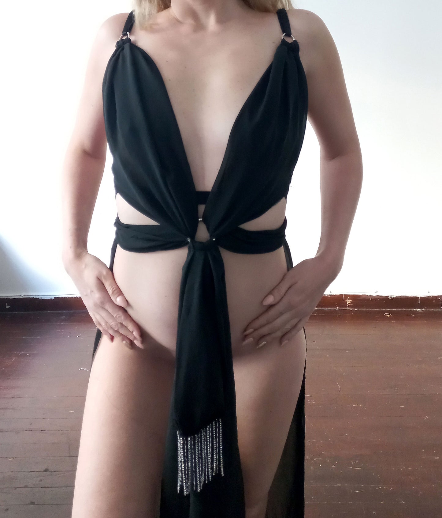 Black Rhinestone Fringe dress