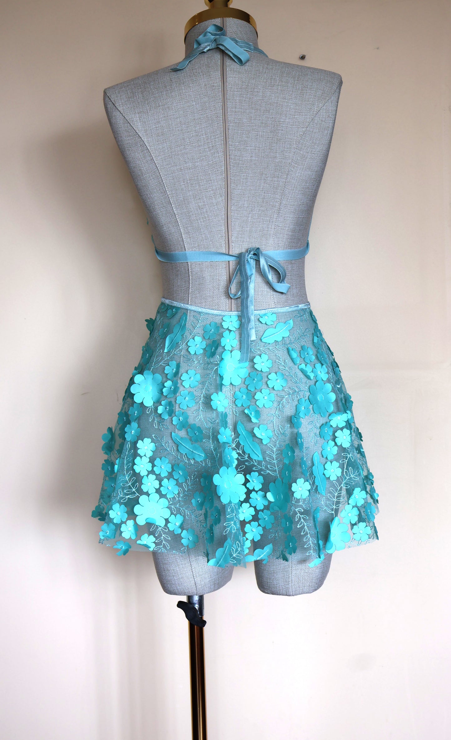 Green 3D Flower Lace Rave Skirt Set