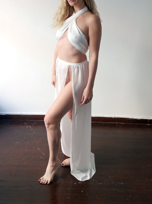 Wrap Top and Panel Skirt Set