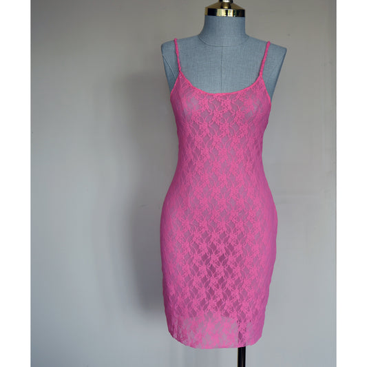 Pink Lace Bodycon Dress