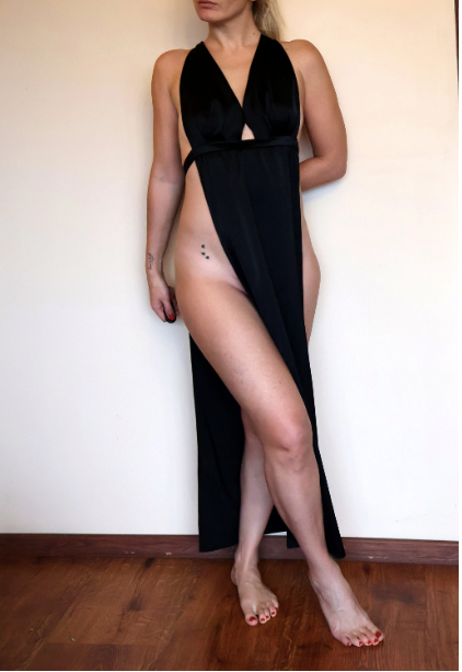 Black Satin Cut-Out Dress