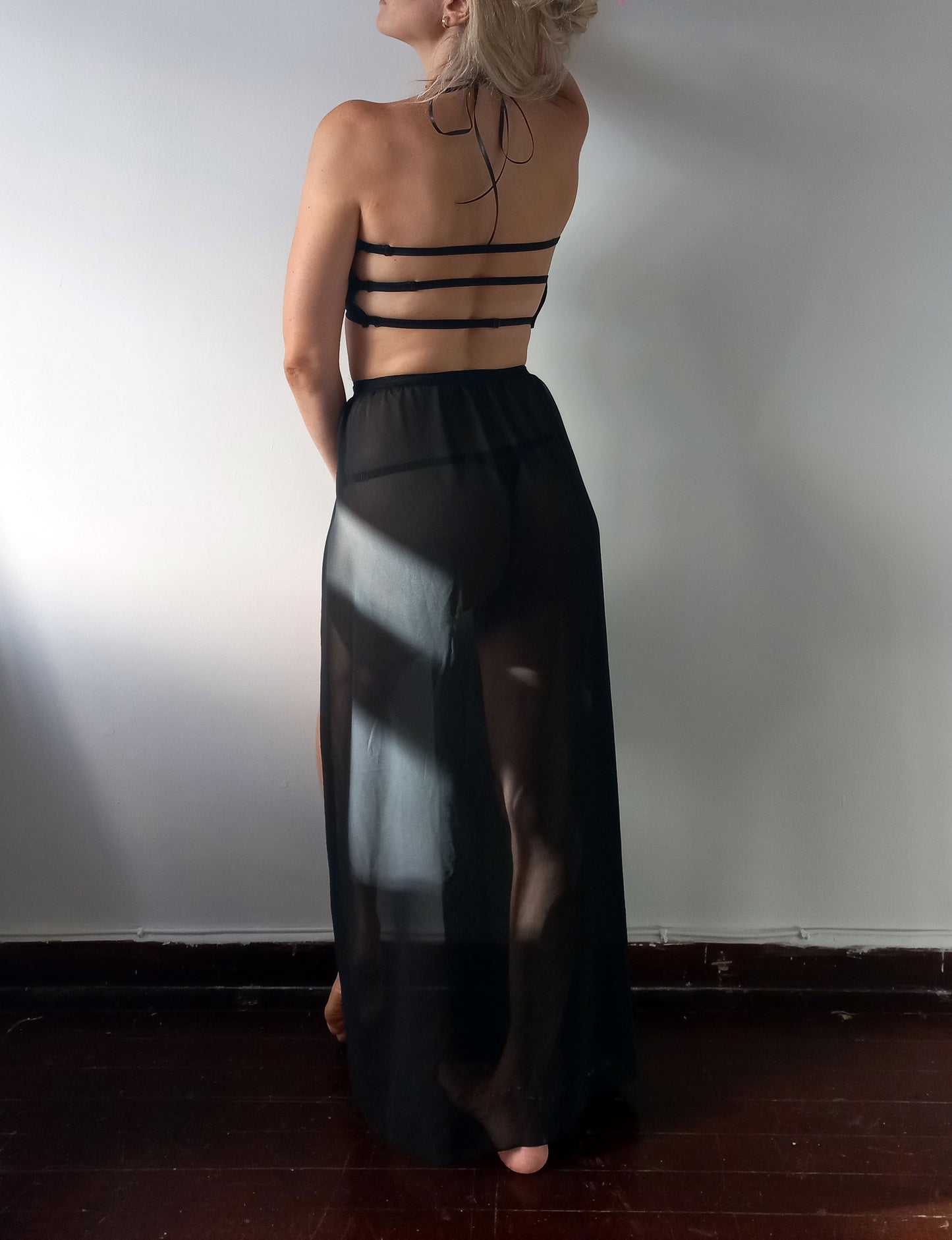Black Chiffon Two Piece Dress