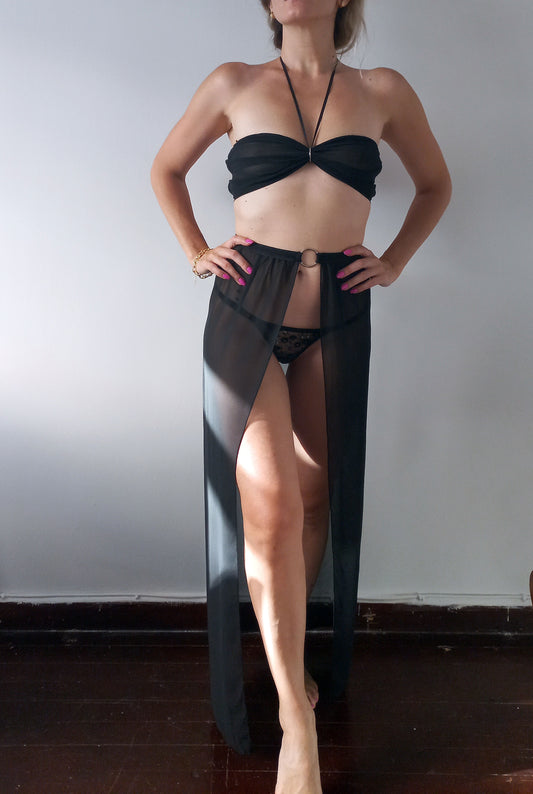 Black Chiffon Two Piece Dress