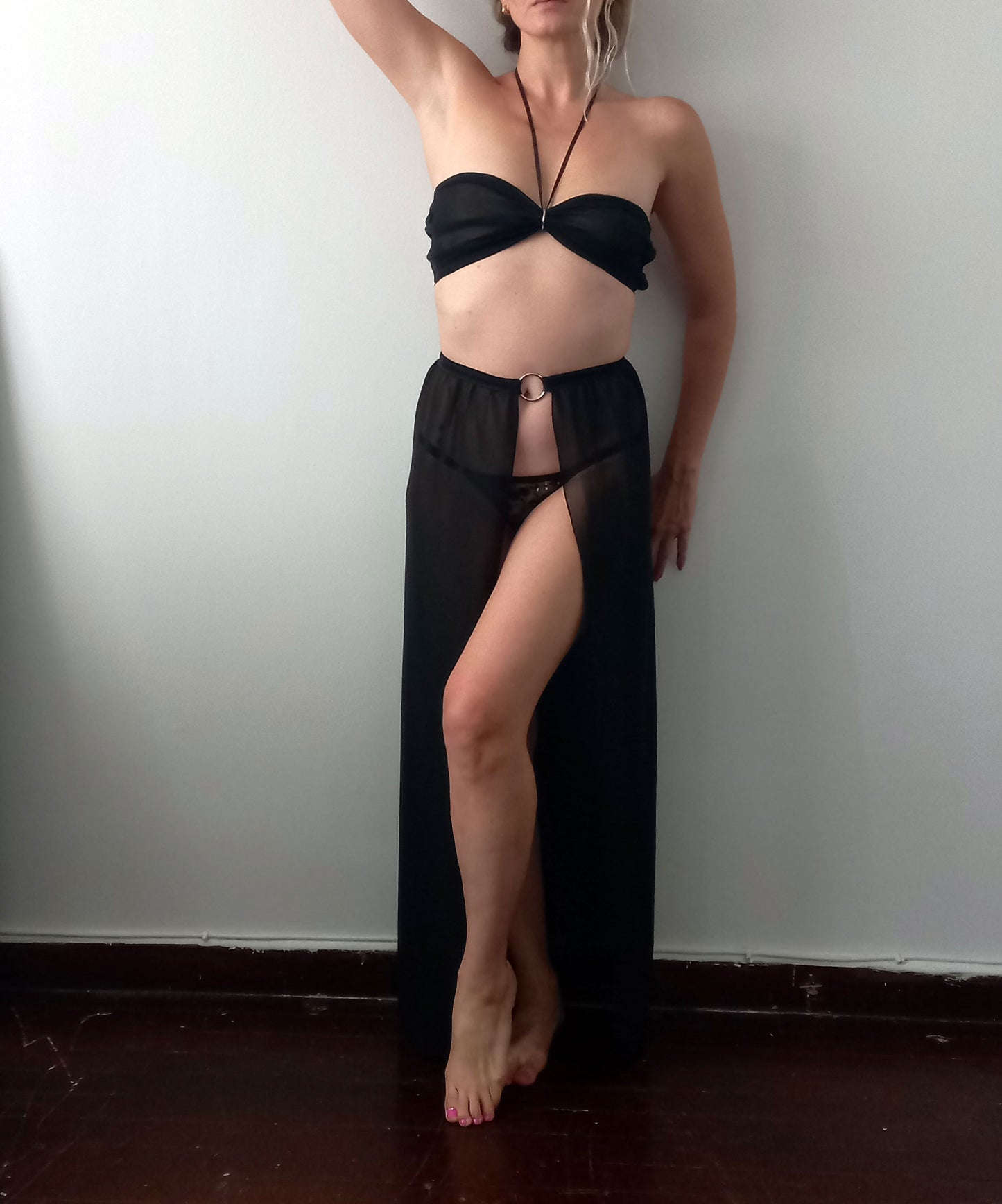 Black Chiffon Two Piece Dress
